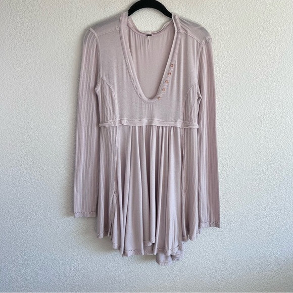Free People Women’s Birdie Henley in Lilac - Picture 2 of 16